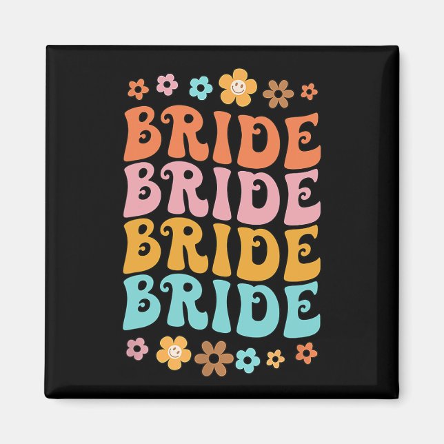 Bride I Do Crew Retro Groovy Bachelorette Party 3  Magnet (Front)