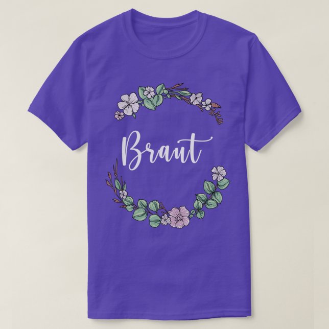 Bride I floral wreath wedding boho style eucalyptu T-Shirt (Design Front)