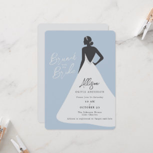Bride Illustration in Backless Dress Bridal Brunch Invitation