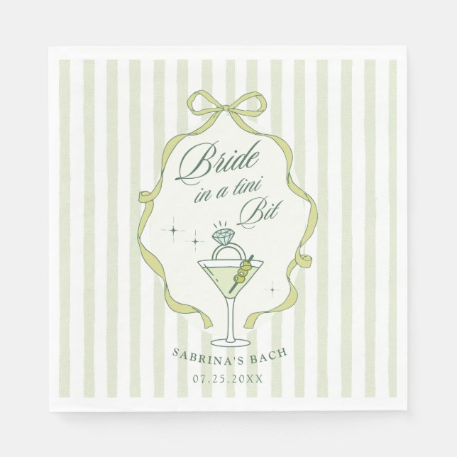 Bride in a Tini Bit Bachelorette Invitation Napkin (Front)