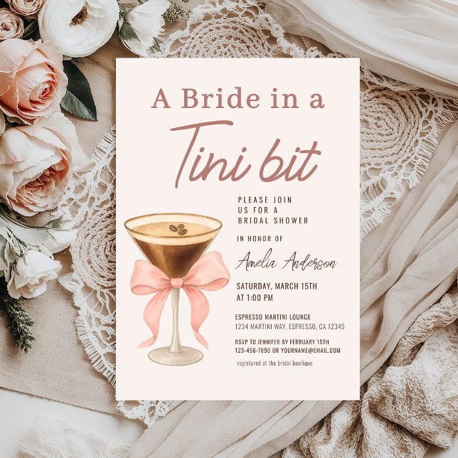 Bride in a Tini Bit Espresso Martini Bridal Shower Invitation (Creator Uploaded)