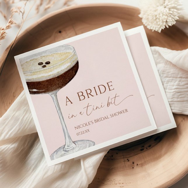 Bride In A Tini Bit Expresso Martini Bridal Shower Napkin (Creator Uploaded)