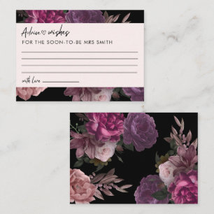 Bride in bloom black floral Bridal Shower Advice Enclosure Card