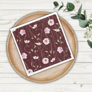 Bride in Bloom Burgundy Floral Bridal Shower Napkin