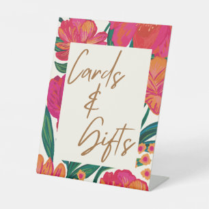 Bride in bloom floral Bridal Shower cards and gift Pedestal Sign