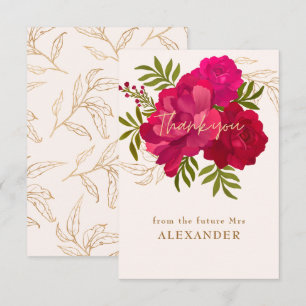 Bride in bloom floral bridal shower Welcome Sign Thank You Card