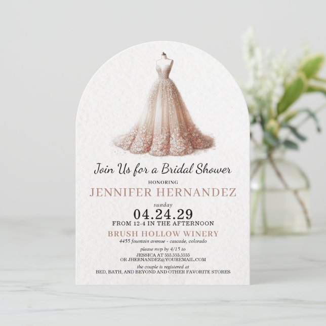 Bride in Bloom Peach Blush Bridal Shower Invitation (Standing Front)