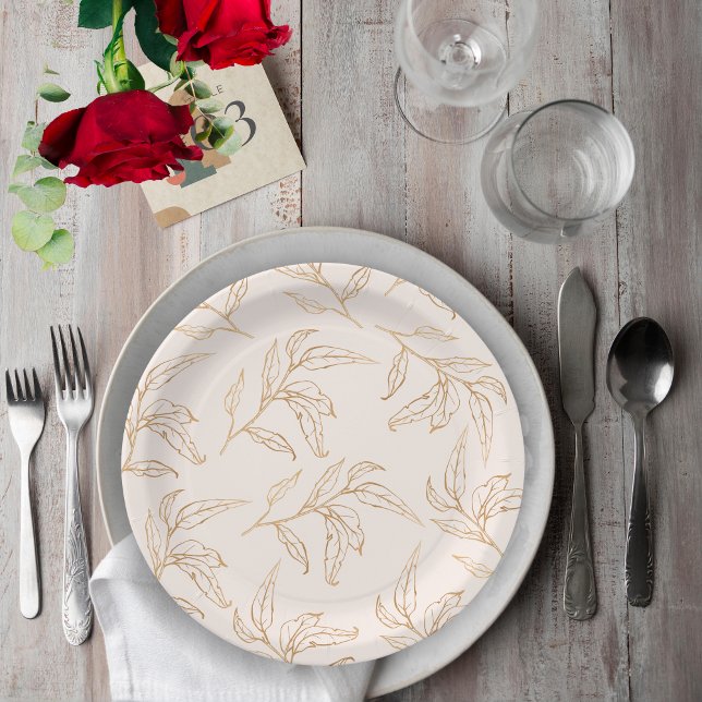 Bride in bloom rose and gold floral bridal shower paper plate (Creator Uploaded)
