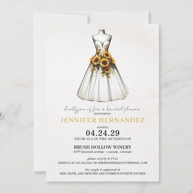 Bride in Bloom Sunflowers Bridal Shower Invitation (Front)
