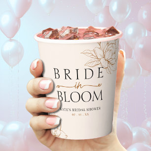 Bride in Bloom Tan Brown Bridal Shower Paper Cups