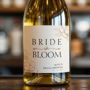 Bride in Bloom Tan Brown Bridal Shower Sparkling Wine Label