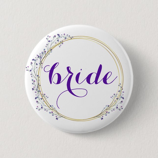 Bride in Floral Border Button (Front)