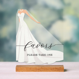Bride in Gown Bridal Shower Favors Acrylic Sign