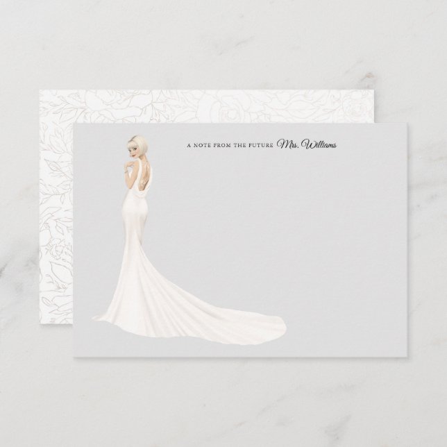 Bride in Gown Bridal Shower Thank You Card (Front/Back)