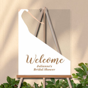 Bride in Gown Bridal Shower Welcome Acrylic Sign