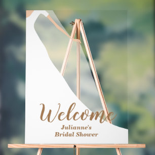 Bride in Gown Bridal Shower Welcome Acrylic Sign