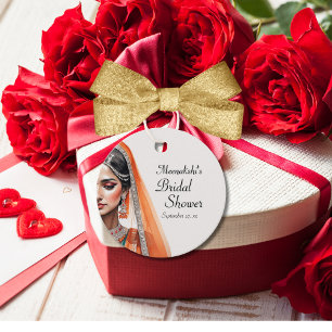 Bride In Lehenga Choli Ethnic Indian Bridal Shower Favour Tags