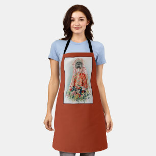 Bride in Red at Chinese Wedding in Shanghai Apron