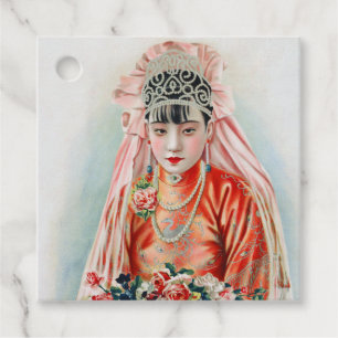 Bride in Red at Chinese Wedding in Shanghai Favour Tags