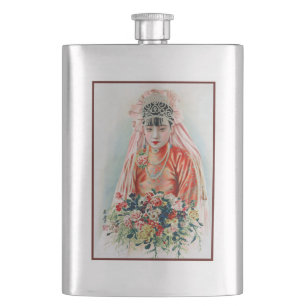 Bride in Red at Chinese Wedding in Shanghai Hip Flask