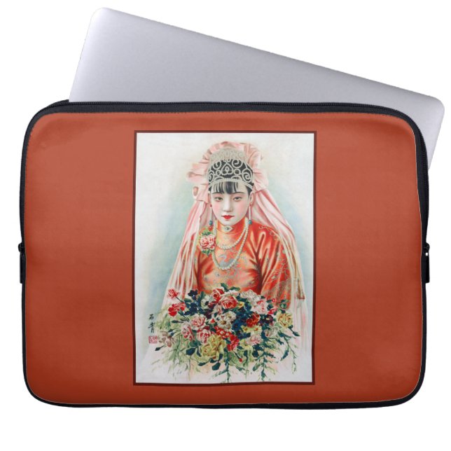 Bride in Red at Chinese Wedding in Shanghai Laptop Sleeve (Front)