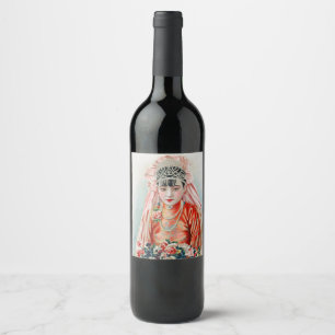 Bride in Red at Chinese Wedding in Shanghai Wine Label