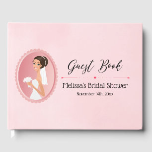 Bride in Wedding Gown Bridal Shower Guest Book