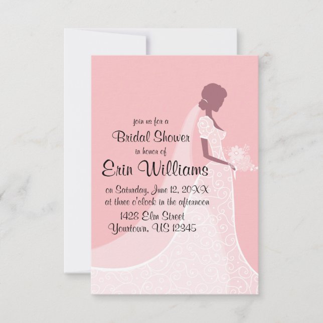 Bride in Wedding Gown Bridal Shower Invitation (Front)