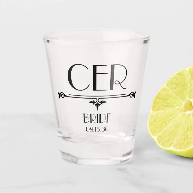 Bride Initials Shot Glass (Front)