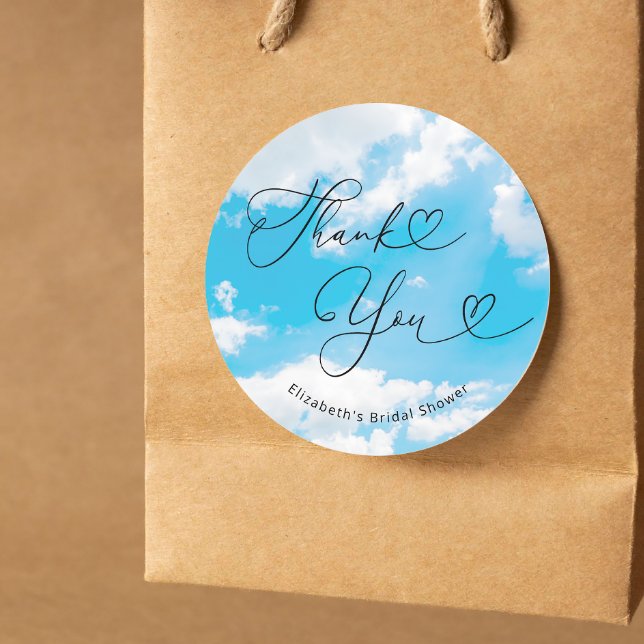 Bride Is On Cloud 9 Bridal Shower Favours Classic Round Sticker (Creator Uploaded)