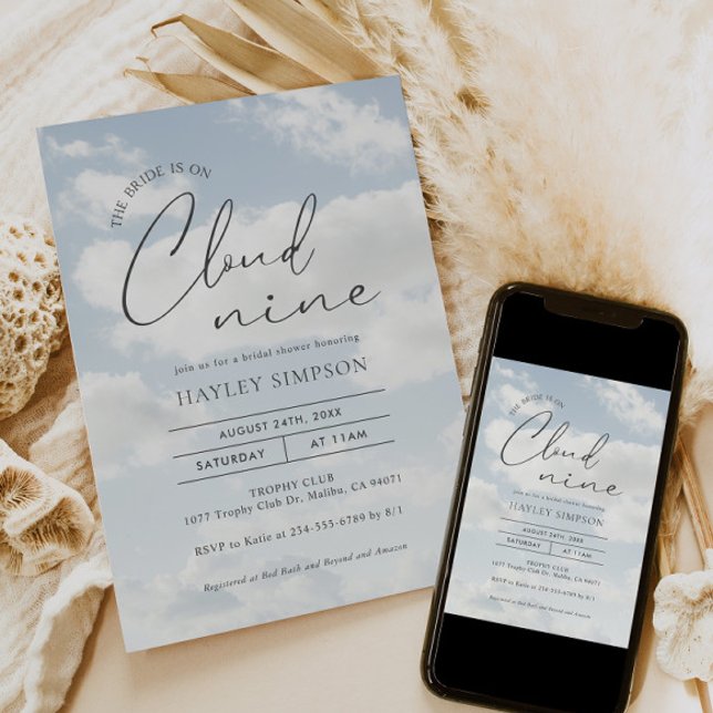 Bride Is On Cloud Nine Bridal Shower Invitation (Creator Uploaded)