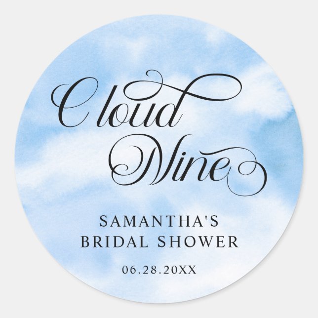 Bride Is On Cloud Nine Bridal Shower Welcome Classic Round Sticker (Front)
