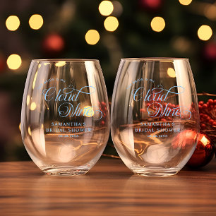 Bride Is On Cloud Nine Bridal Shower Welcome Stemless Wine Glass