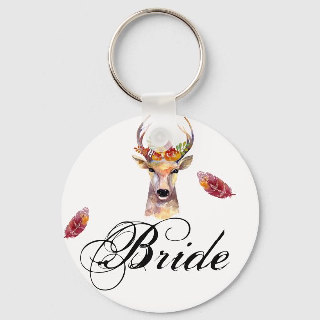 Bride Key Chain boho deer Buck Head Browning Bohem (Front)