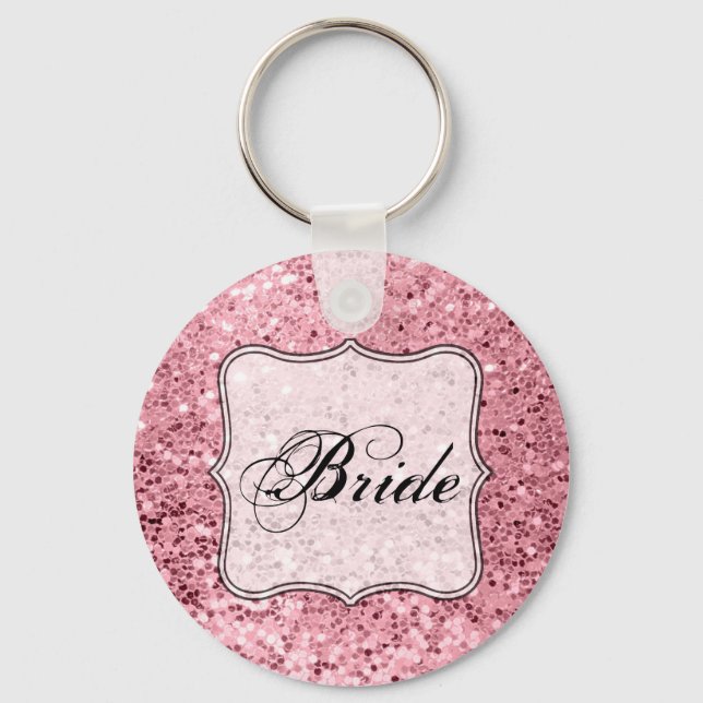 Bride Key Chain Rose Gold Glitter (Front)