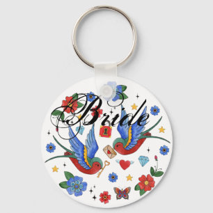 Bride Key Chain Traditional Bird Tattoo Sparrow bi