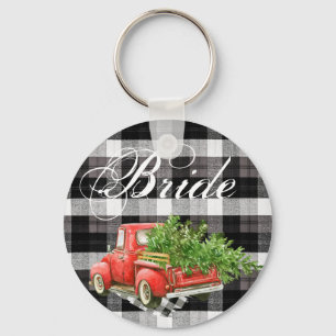 Bride Key Chain XMAS Truck Baffalo Plaid Christmas