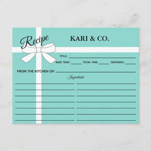 BRIDE Kitchen Personal Shower Party Recipe Card (Front)