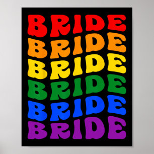 Bride Lgbt Groovy Rainbow Flag Bachelorette Party  Poster