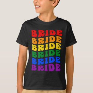 Bride Lgbt Groovy Rainbow Flag Bachelorette Party  T-Shirt