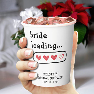 Bride Loading Hearts Bridal Shower  Paper Cups