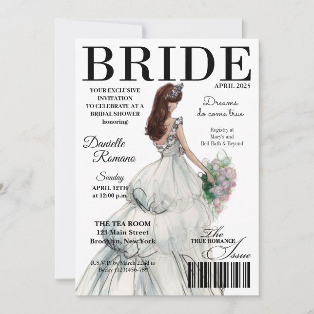 Bride Magazine Modern Bridal Shower Invitations (Front)