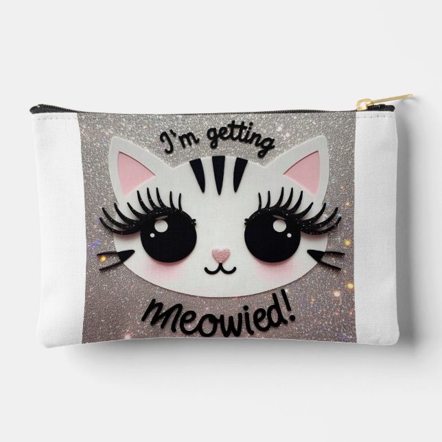 Bride Makeup pouch, kitty make up bag (Back)