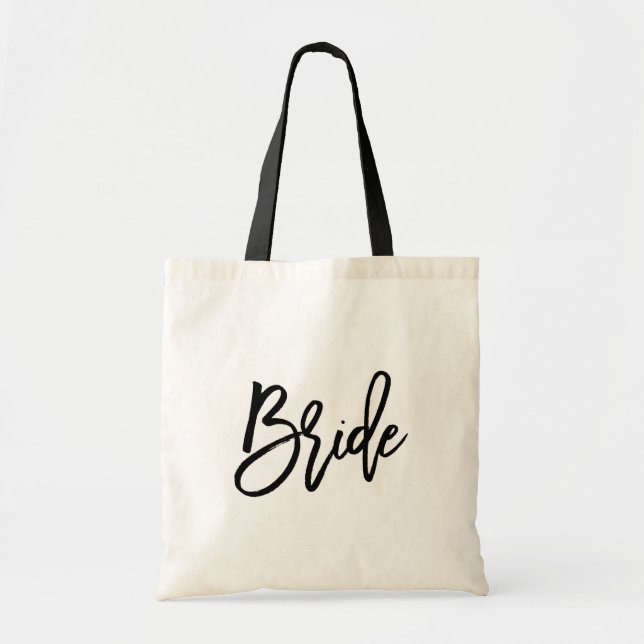 Bride Modern Brush Script Tote Bag (Front)