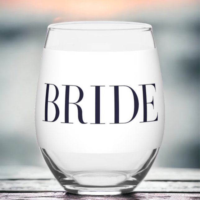 Bride Modern Personalised Stemless Wine Glass (Creator Uploaded)