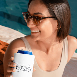 Bride Modern Script Diamond Bachelorette Party Can Cooler