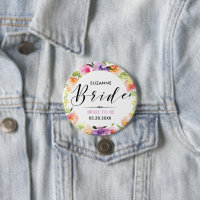 Bride Modern Typography 2 Colorful Flowers Wreath