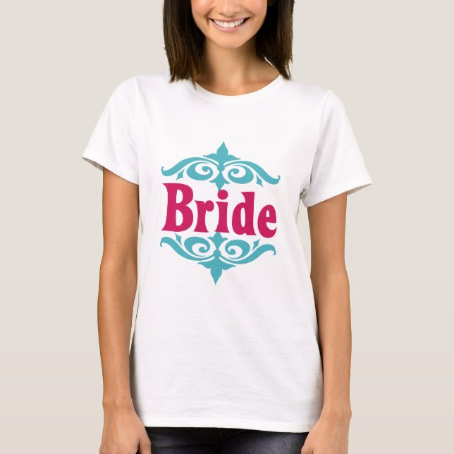 Bride (Moroccan) Hot Pink & Sky Blue T-Shirt (Front)