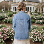 Bride Mrs Wedding Heart Denim Jacket<br><div class="desc">Elegant and modern denim jacket for a bride to wear on their wedding day. The script text says "Mrs" with a heart. Add your new last name with date below.</div>