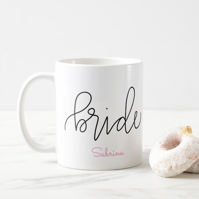 Bride Mug - Customisable Lettering Design (With Donut)